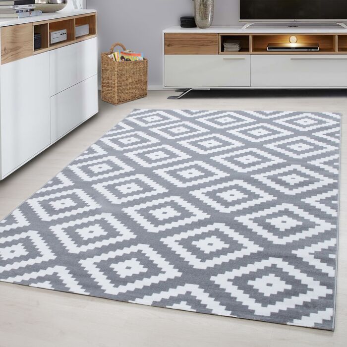 Plus Rhombus tapete pelo curto retangular 80x150cm cinzento