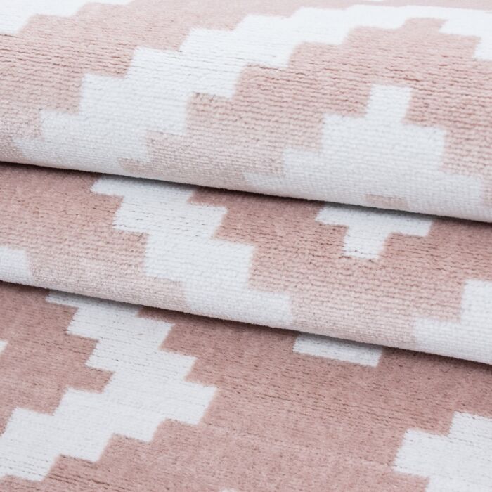 Plus Rhombus tapete pelo curto retangular 80x150cm rosa