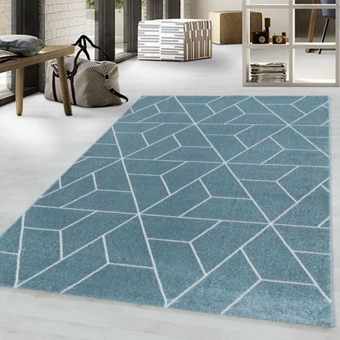 Efor Korz tapete pelo curto passadeira 80x250cm azul