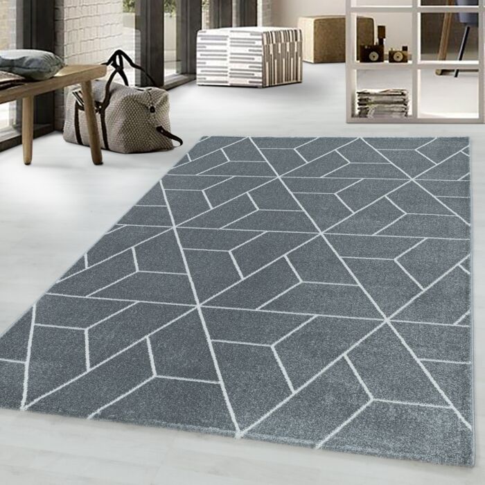 Efor Korz tapete pelo curto retangular 240x340cm cinzento