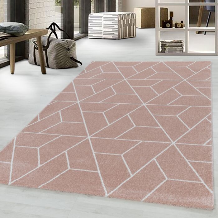 Efor Korz tapete pelo curto retangular 200x290cm rosa claro