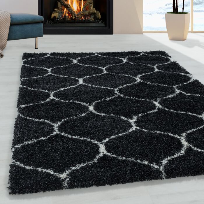 Salsa Shaggy tapete pelo comprido retangular 200x290cm antracite