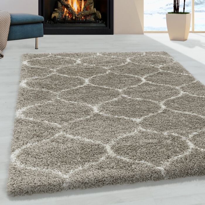 Salsa Shaggy tapete pelo comprido retangular 80x150cm bege