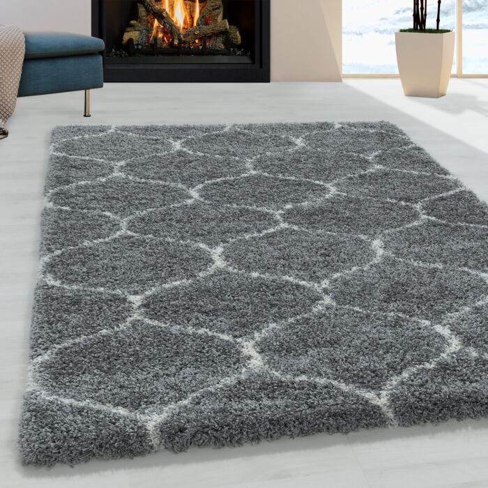 Salsa Shaggy tapete pelo comprido retangular 120x170cm cinzento