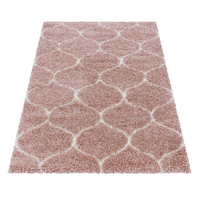 Salsa Shaggy tapete pelo comprido retangular 60x110cm rosa claro