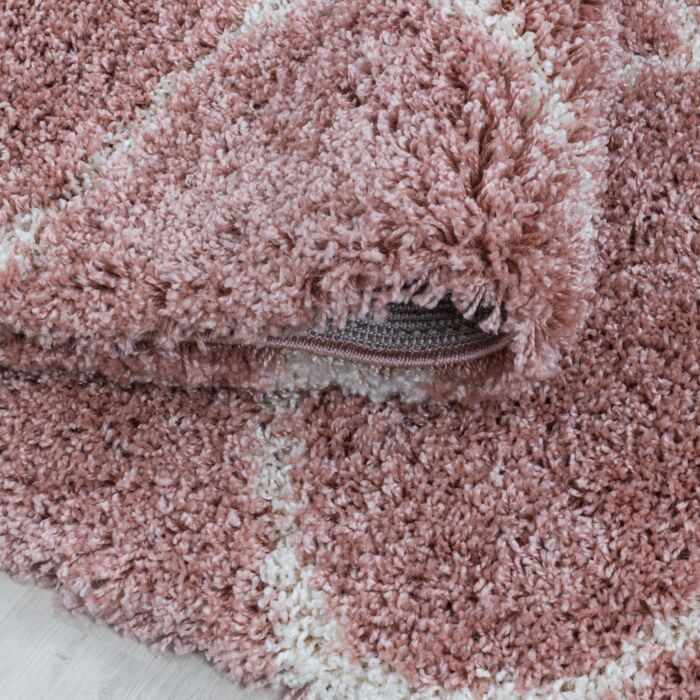 Salsa Shaggy tapete pelo comprido retangular 60x110cm rosa claro