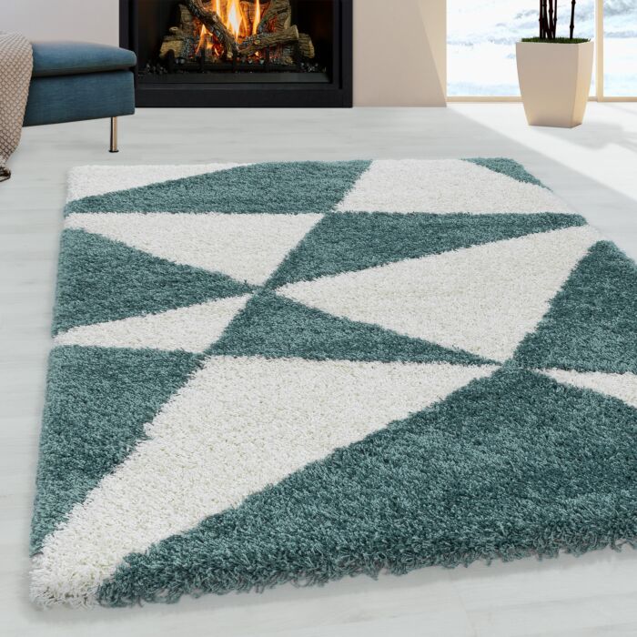 Tango Shaggy tapete pelo comprido retangular 200x290cm azul