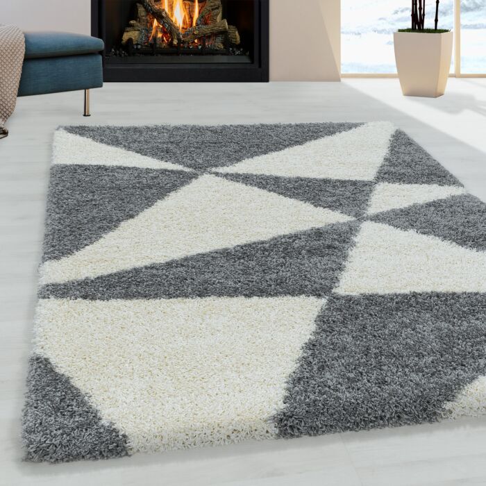 Tango Shaggy tapete pelo comprido retangular 160x230cm cinzento