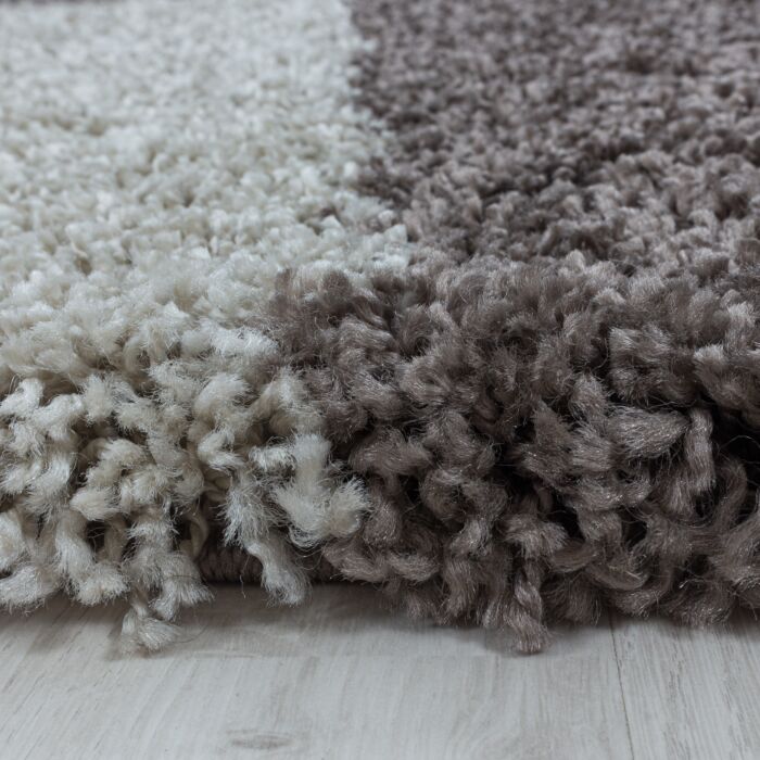 Tango Shaggy tapete pelo comprido redondo Ø 120cm taupe