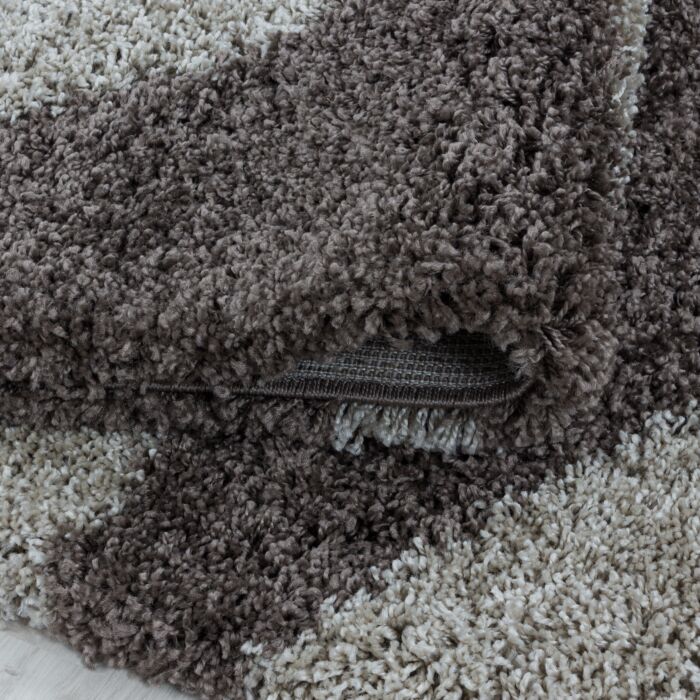 Tango Shaggy tapete pelo comprido redondo Ø 120cm taupe