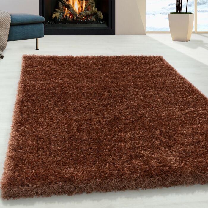 Brilliant Shaggy tapete pelo comprido retangular 200x290cm cobre