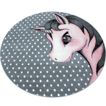 Kids Unicórnio tapete infantil pelo curto redondo Ø 160cm rosa