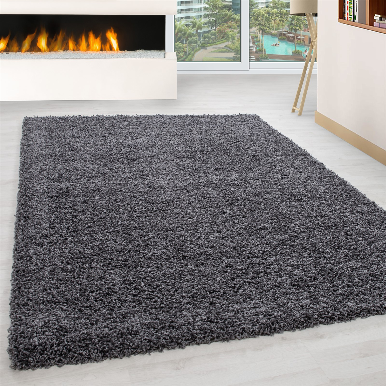 Life Shaggy tapete pelo comprido retangular 140x200cm cinzento