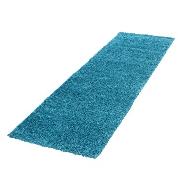 Life Shaggy tapete pelo comprido passadeira 80x250cm turquesa