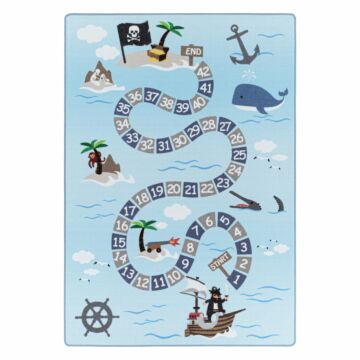 Play Piratas tapete infantil educativo números antiderrapante pelo em laço retangular 140x200cm azul