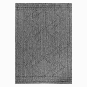 Patara Zigue-zague tapete exterior pelo curto retangular 240x340cm cinzento